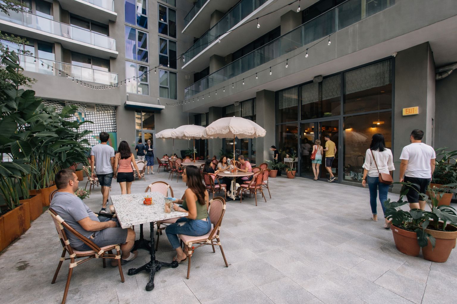 Outdoor seating in Downtown Miami at Bobe Kitchen hidden garden quiet lunch spot